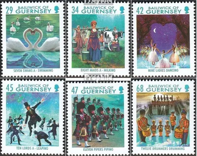 Produktbild von Briefmarken GB - Guernsey 2006 Mi 1102-1107 Sechserstreifen, 1108-1113 (kompl.Ausg.) postfrisch Weihnachten