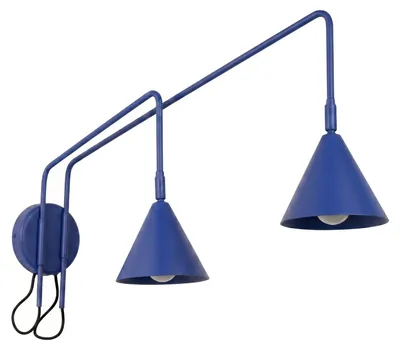 Zdjęcie produktu dla Kinkiet NOX 2 ultramaryna z włącznikiem 2xE14 10W stal 30x80x150cm Sollux Lighting