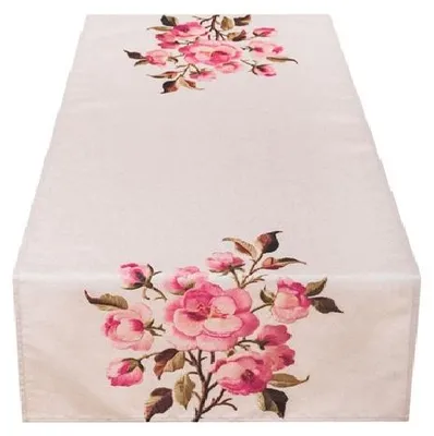 Zdjęcie produktu dla Obrus, dekoracyjny bieżnik, wiosna, beżowy, kwiaty 60x120 cm 064