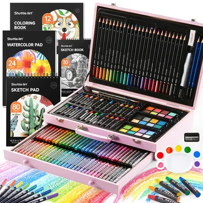 Produktbild von 149-teiliges Deluxe-Kunstset, Künstlerbedarf in einer Holzkassette für Kinder und Erwachsene