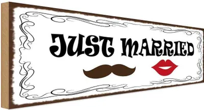 Produktbild von vianmo Holzschild 10x27 cm Just married Ehepaar Dekoration