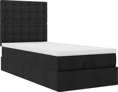 Produktbild von Ottoman-Bett mit Matratze Schwarz 90x200 cm Stoff
