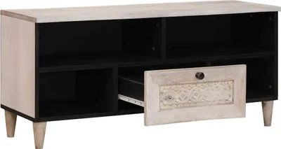 Produktbild von vidaXL TV-Schränk Bleached White 100 x 33 x 46 cm Massivholz Mango