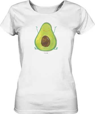 Produktbild von Mr. & Mrs. Panda Oberteil Damen Avocado Glücklich Größe XL - Weiß - Geschenk, shirt, Freude, Frucht, Chaos, Basic T-Shirt, Kurzarmshirt