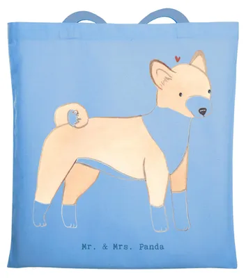 Produktbild von Mr. & Mrs. Panda Tote Bag Basenji Moment - Sky Blue - Geschenk, Shopping Tasche, Beutel, canvas, festival, Laptoptasche, Kongo-Terrier