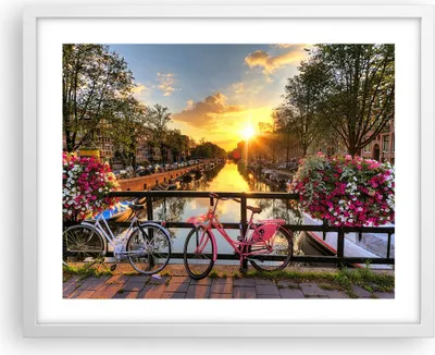 Produktbild von Gerahmtes Poster - Weißer Rahmen - Bikes Kanal Amsterdam Architektur - 50x40 cm - Wand Bild - Wanddeko - Wandbilder - Wandposter - Bilderrahmen - Bilder - Kunstdruck - Wandbild - P2WAA50x40-3081
