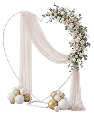 Image de Arche à ballons Relaxdays, en forme de cœur, en métal, mariage, fiançailles, H x L : 220 x 220 cm, fleurs, ballons, arche de mariée, blanche