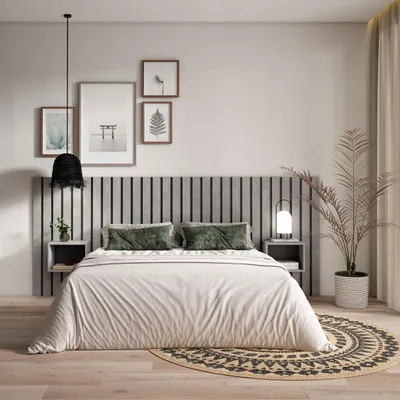 Image de COZY Tête de lit, 258x107x3cm, Lit de 150,160,180cm, Panneaux Muraux, Ciment