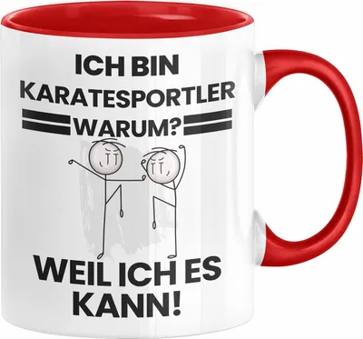 Produktbild von Karatesportler Geschenk Tasse Lustiger Spruch Ich Bin Karatesportler Warum Weil Ich Es Kann Geschenkidee Bester Karatesportler Geburtstag Kaffee-Becher (Rot)