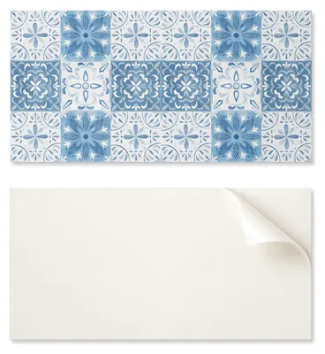 Image de Planche en PVC autocollante avec un motif floral en carreaux, idéale pour l'entrée, dimensions : 100 x 50 cm