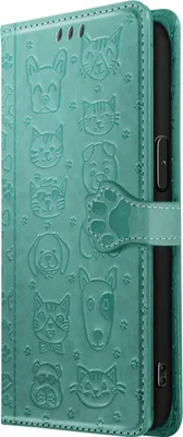 Zdjęcie produktu dla Avizar, etui z klapką na iPhone'a 16e z motywem kota i psa, zielone