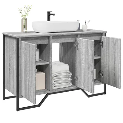 Produktbild von Möbel Waschbeckenunterschrank Grau Sonoma 91x35x60 cm Holzwerkstoff - Badezimmer 848662