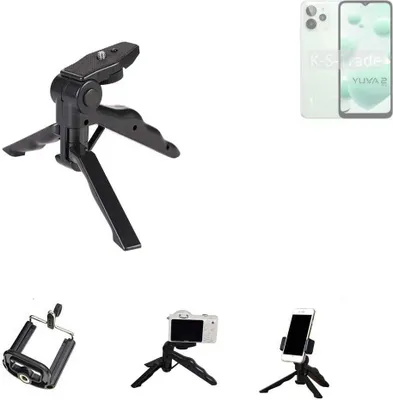Produktbild von K-S-Trade Stativ Tisch-Ständer Dreibein Handy-Stativ Ständer kompatibel mit Lava Yuva 2 Pro Mini-Stativ Smartphone Tripod Handy-Stativ aus Plastik