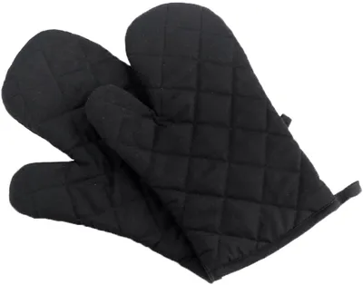 Produktbild von Hitzebeständig Ofenhandschuhe Verdickte Hitzeresistente Topfhandschuhe Topflappen Backhandschuhe, Baumwolle, 1 Paar Schwarz