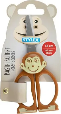 Obrázok produktu pre Detské nožnice s motívom 12 cm s dizajnom opice so zaoblenou špičkou