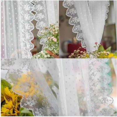 Obrázek produktu pro Záclona ve stylu Kanta – dekorace oken – do kuchyně a obývacího pokoje – romantický styl – 140x260 cm – bílá