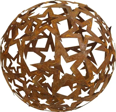 Produktbild von Sternen Kugel 30cm Metall Rost Gartendeko Edelrost rostige Gartendekoration Gartenkugel Rosenkugel Weihnachten
