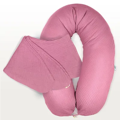 Produktbild von Stillkissenbezug Musselin 190x30 aus 100%  Baumwolle Berry-Blush
