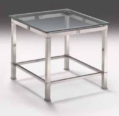 Produktbild von Casa Padrino Luxus Beistelltisch Silber 60 x 60 x H. 48 cm - Quadratischer Messing Tisch mit Glasplatte - Luxus Wohnzimmer Möbel
