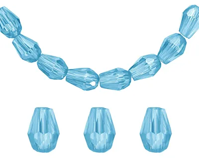Glasperlen Tropfen 4x6 mm, Seeblau, 100 Stück für DIY-Schmuck
