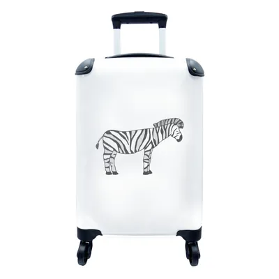 Produktbild von MuchoWow® Koffer Handgepäck Trolley Rollkoffer Kleine Reisekoffer mit 4 Rollen - Zebra - Kinder - Weiß - Jungen - Mädchen - Cabin Size < 55x40x23 cm & 55x40x20 cm - Kinderkoffer - Kabinenkoffer - Boardgepäck - Reise-Box - Reisekoffer - Reisegepäck - Koffer mit Bild - Trolley für Kinder