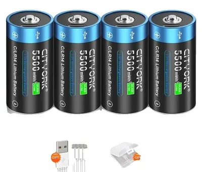 Obrázek produktu pro Dobíjecí lithiová baterie, výstup 1,5 V, nabíjecí konektor USB typu C, 4 kusy baterií typu C