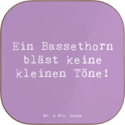 Produktbild von Mr. & Mrs. Panda Tischuntersetzer Spruch Bassethorn Klänge - Lavendeltraum - Geschenk, gläseruntersetzer, Kammermusik, Holzblasinstrument, Spielen lernen, Musik, Coaster