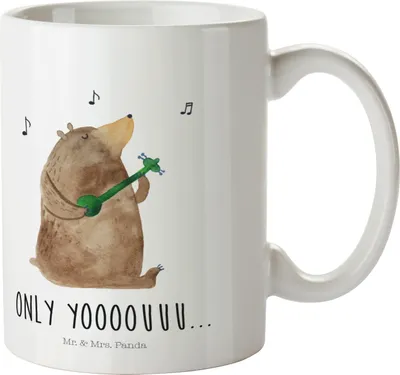 Produktbild von Mr. & Mrs. Panda Plastikbecher Bär Gitarre - Weiß - Geschenk, Kindergarten Tasse, Kindertasse, Trinklernbecher, Kinderbecher, Teddy, Pott