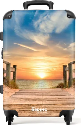 Produktbild von NoBoringSuitcases.com® Großer Koffer - Strandweg bei Sonnenuntergang - Kombinationsschloss TSA - Hartschalen Trolley 4 Rollen - 72 liter - Reisekoffer - 66 cmKoffer Mittelgroß 67x43x25 cm, 72L,