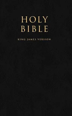 The cover of a black Bible with gold lettering.