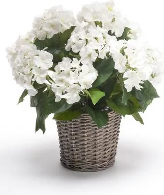 Produktbild von artplants.de Kunstblume Hortensie JONE im Korb, weiß, 45cm - Textil Hydrangea - Hortensie künstlich