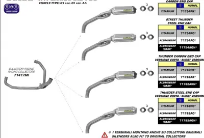 Obrázok produktu pre Tlmič výfukových zvukov Arrow Thunder, krátka verzia, s certifikátom ABE, kompatibilný s modelom Ducati 796 S