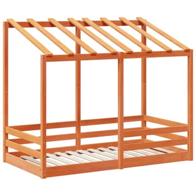 Produktbild von Kinderbett mit Dach Wachsbraun 70x140 cm Massivholz Kiefer