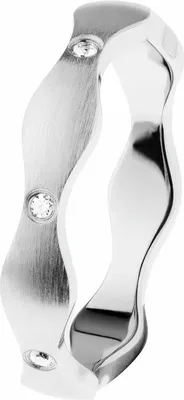 Produktbild von Ernstes Design Silberfarbener Edelstahl Wellenring mit Zirkonia-Steinen