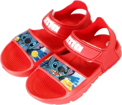 Produktbild von Disney Stitch Kinder Jungen Sandalen Badeschuhe Latschen Klett – Rot / 28/29