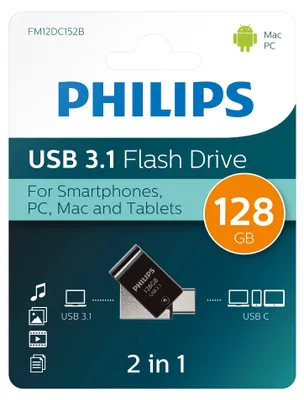 Produktbild von Philips USB-Stick 128 GB USB 3.1 2-in-1 USB-C und USB-A Lesen bis 180 MB/s