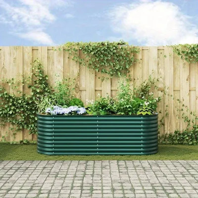 Produktbild von Metallische Pflanzkasten, Anzuchtbehälter, Gemüsebeet, Blumenkasten, extra groß, 240x80x81 cm, wetterfest