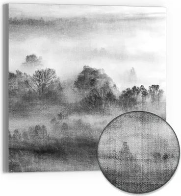 Produktbild von DEQORI Hybrid Leinwand Bild 50x50 cm 'Nebelgeflüster' Wandbild Glas flach modern