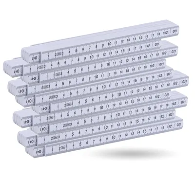 Immagine prodotto di 5 pezzi regolo pieghevole da 2 metri - regolo metrico extra infrangibile, preciso e di facile lettura - bianco