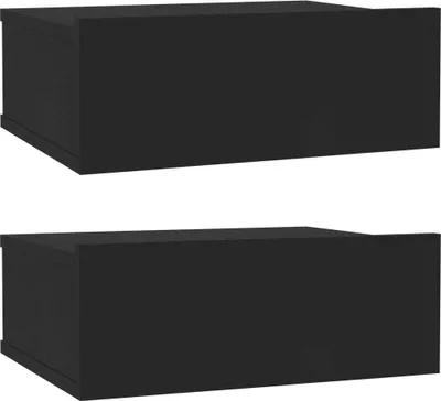 Produktbild von vidaXL Hängende Nachttische 2 Stk. Schwarz 40x30x15 cm Holzwerkstoff