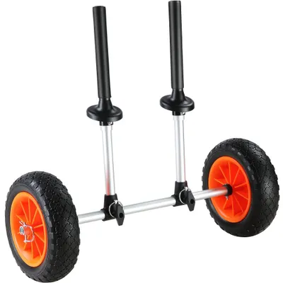 Obrázok produktu pre Vozík na kajak- 20 cm gumené kolesá z hliníkovej zliatiny- 252x670x605 mm- Vozík na kanoe s nosnosťou do 127 kg- 110-455 mm Nastaviteľný pre vozík na loď- Vozík na prepravu kajaku a kanoe- Surfovací vozík- Príves na loď
