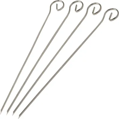 Produktbild von Fackelmann Schaschlikspieße BBQ, Grillspieße aus Edelstahl, Fleischspieße für Fleisch, Meeresfrüchte und Gemüse (Farbe: Silber), Menge: 4 Stück