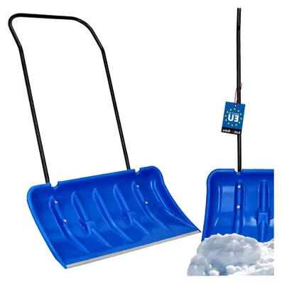 Produktbild von ® Schneeschieber mit Rädern Schneeschaufel 80 cm Schneewanne mit Alu-Profilkante Schneeschippe mit Metallgriff Blau