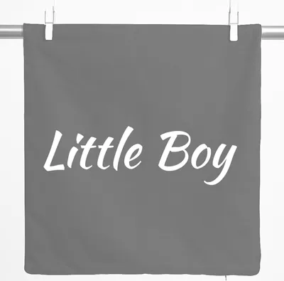 Produktbild von Huuraa Kissenbezug Little Boy Schriftzug 40x40cm Steel Grey Baumwolle Dekokissenbezug Geschenkidee