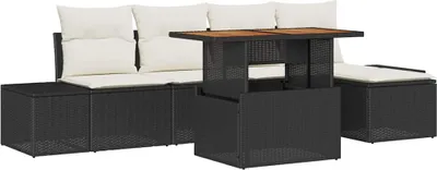 Image de vidaXL Salon de jardin avec coussins 6 pcs noir et crème