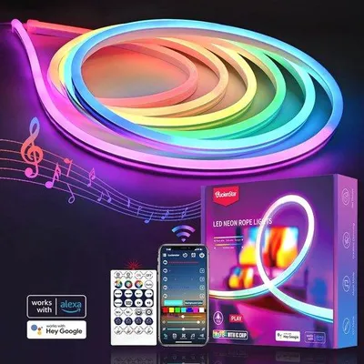 Zdjęcie produktu dla Kolorowa taśma LED neonowa 3M RGBIC z synchronizacją muzyczną do dekoracji ściennych