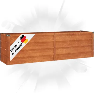 Produktbild von DELUKE® Hochbeet aus Cortenstahl ISAK | unten offen | Pflanzenbeet Gartenbeet Metall Blumenbeet Beet hoch Frühbeet für Garten Gemüsebeet, 160x40x45cm