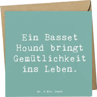 Produktbild von Mr. & Mrs. Panda Glückwunschkarte Spruch Basset Hound Gemütlichkeit - Meeresbrise - Geschenk, Hunderasse, anlasskarte, intelligenter Hund, Hunderassen, treuer Freund