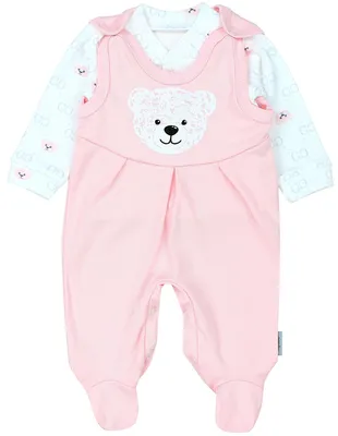 Produktbild von TupTam Unisex Baby Strampler Set Spruch Mamas & Papas Schatz, Farbe: Bärchen Rosa Weiß Apricot, Größe: 56