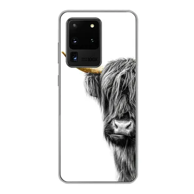 Produktbild von MuchoWow® Handyhülle Schutzhülle Hülle für Samsung Galaxy S20 Ultra Schottischer Highlander - Tiere - Schwarz und Gold Silikon Softcase Handy Hülle - Karteninhaber